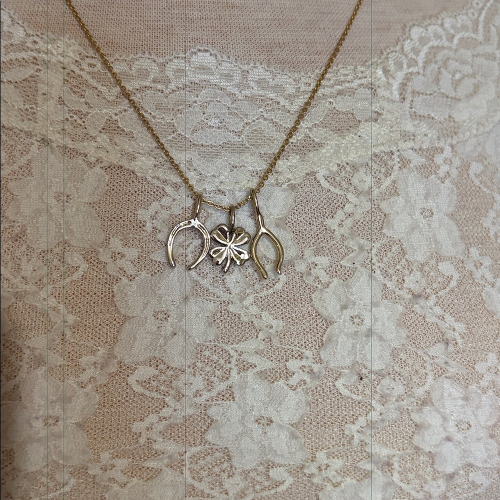 Vintage Gold-tone “Lucky” Charm Necklace - Picture 2 of 7